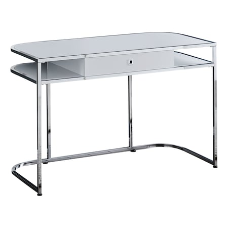 Monarch Specialties Computer Desk, Home Office, Laptop, Storage Drawers, 48"L, Work, Metal, Laminate, White, Chrome I 7520